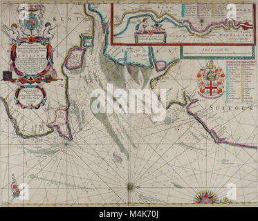 L'Atlas Maritimus offre mappe dettagliate delle coste, delle baie e dei porti di tutto il mondo, descrivendo le caratteristiche e i pericoli marittimi naturali, con particolare attenzione alla navigazione e alla conoscenza geografica. Foto Stock
