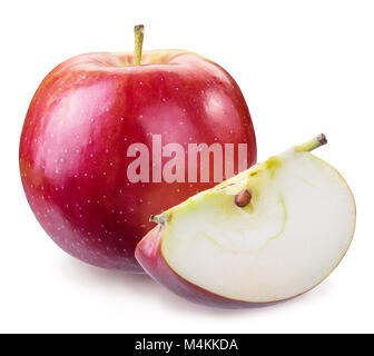 Ripe rosso con Apple e il pezzo di apple. Il file contiene il percorso di clipping. Foto Stock