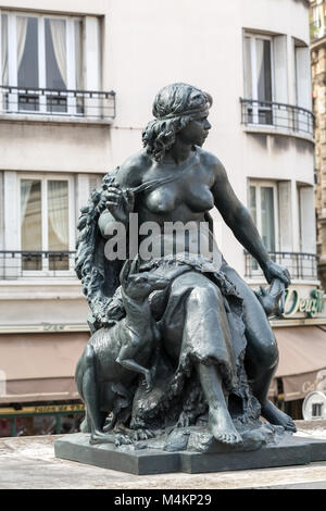 Parigi - Le statue di sei continets davanti al museo Orsay Foto Stock