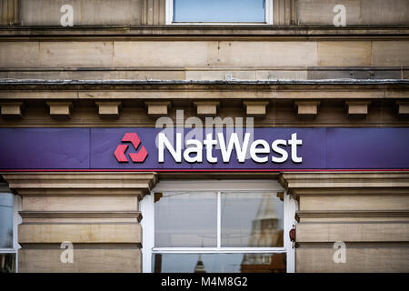 Banca Nat-West nel centro citta' di Nottingham, UK. Foto Stock