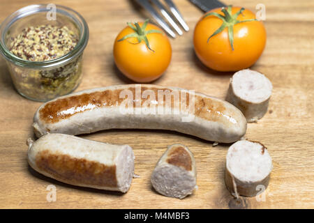 Paese salsiccia con senape grossolana Foto Stock