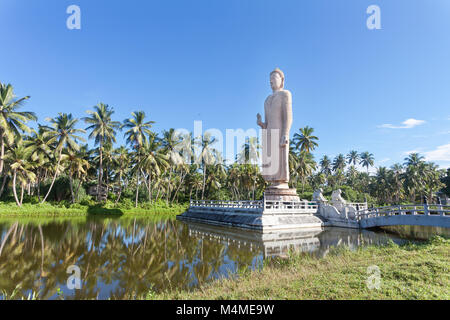 Sri Lanka asia, Hikkaduwa - una enorme statua di Buddha nel mezzo di un lago Foto Stock