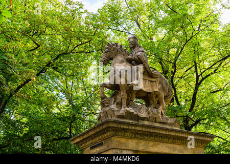 Praga, Repubblica Ceca: la statua equestre di San Venceslao, scolpita nel 1678-1680 dal ceco famoso barocco scultore Jan Jiri Bendl trova i Foto Stock