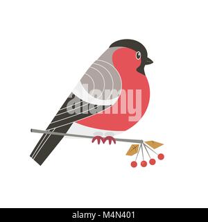 Icona carino uccello Bullfinch Illustrazione Vettoriale