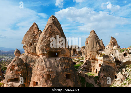 Il Castello di Uchisar in Cappadocia, Turchia Foto Stock