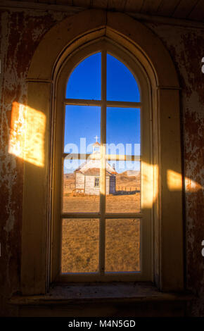 Un vecchio paese abbandonato chiesa di Dorothy, Alberta, Canada Foto Stock