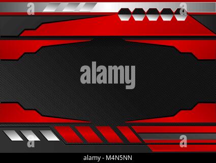 Nero e rosso strisce. Abstract sfondo vettoriale, graphic tech design Illustrazione Vettoriale