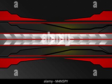 Rosso e nero, geometrico astratto sfondo vettoriale per il business e il concetto di tecnologia Illustrazione Vettoriale