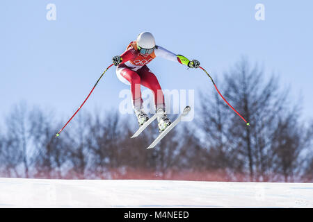 Febbraio 17, 2018: Lara Gut di Â Svizzera competere nel Signore' Super-G a Jeongseon Alpine Center, Pyeongchang , Corea del Sud. Ulrik Pedersen/CSM Foto Stock