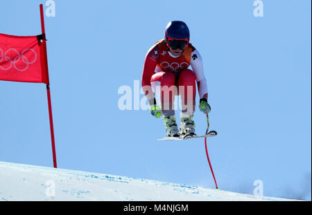 Lara Gut dalla Svizzera durante la donna lo sci alpino super G evento del 2018 Olimpiadi invernali in Jeongseon Alpine Center in Pyeongchang, Corea del Sud, 17 febbraio 2018. Foto: Michael Kappeler/dpa Foto Stock