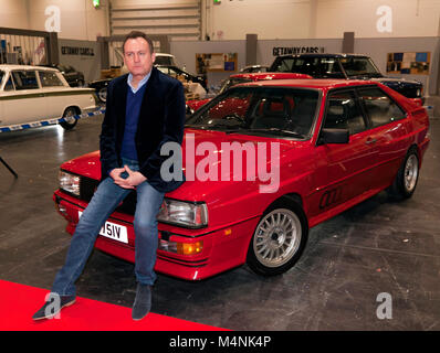 Attore, Philip Glenister in posa con un Audi quattro, che ha guidato come il personaggio 'gene Hunt', nella serie televisiva della BBC One 'Ashes to Ashes', durante il London Classic Car Show 2018 Foto Stock