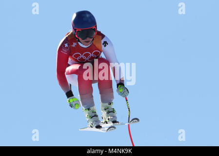 Pyeongchang, Corea del Sud. Xvii Feb, 2018. Lara Gut dalla Svizzera durante la donna lo sci alpino super G evento del 2018 Olimpiadi invernali in Jeongseon Alpine Center in Pyeongchang, Corea del Sud, 17 febbraio 2018. Credito: Michael Kappeler/dpa/Alamy Live News Foto Stock