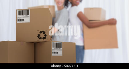 Composite immagine 3d della pila di cartone scatole di corriere Foto Stock