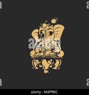 Golden Ganesha illustrazione vettoriale. Illustrazione Vettoriale