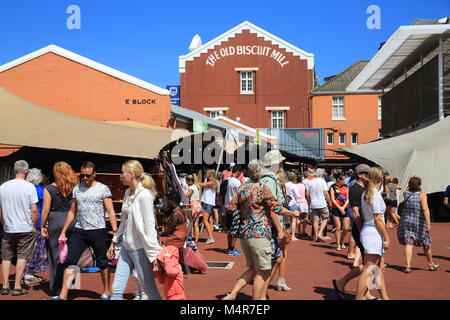 Il Vecchio Mulino di biscotto, nel cuore del trendy Woodstock, con boutique e i mercati dei prodotti alimentari in un unico industriale-impostazione di stile, a Cape Town, SA Foto Stock