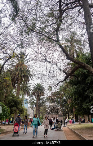 SALTA, Argentina - 3 ottobre 2017: le persone e i cani randagi nel parco. Foto Stock