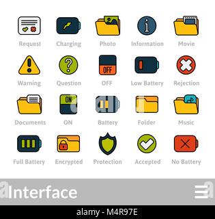 Icone di contorno sottile design piatto, linea moderna e lo stile di corsa Illustrazione Vettoriale