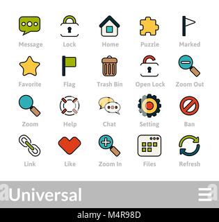Icone di contorno sottile design piatto, linea moderna e lo stile di corsa Illustrazione Vettoriale