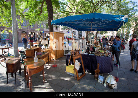 Il mercato delle pulci di Rue du Vieil Hopital, Strasburgo, Alsazia, Bas-Rhin, Francia, Europa Foto Stock