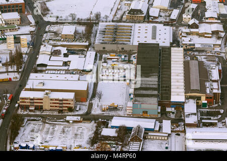 Vista aerea, porto di Dortmund con la gestione Envio scandalo per circuito stampato, Dortmund, Ruhr, Renania settentrionale-Vestfalia, Germania, Europa, Dortmund, Ruhr, Nordrhein-W Foto Stock