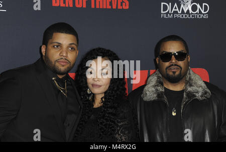 Premiere del film di 'Den di ladri" con: O'Shea Jackson Jr., Ice Cube, Kimberly Woodruff dove: Los Angeles, California, Stati Uniti quando: 18 Gen 2018 Credit: Apega/WENN.com Foto Stock