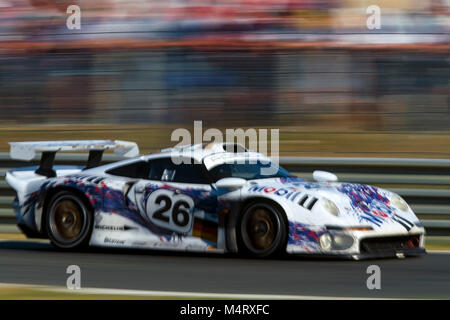 24H di le Mans 1996, Porsche 911 GT1, Karl Wendlinger, Yannick Dalmas, Scott Goodyear Foto Stock