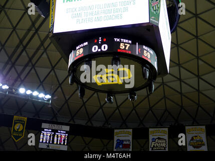 Waco, Texas, Stati Uniti d'America. Xvii Feb, 2018. Baylor Bears sconfigge #7 classificato Texas Tech Red Raiders presso il NCAA pallacanestro tra il Texas Tech Red Raiders e Baylor porta al centro di Ferrell a Waco, Texas. Matthew Lynch/CSM/Alamy Live News Foto Stock