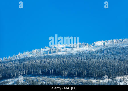 Inverno con neve nei Monti dei Giganti, Repubblica Ceca. Foto Stock