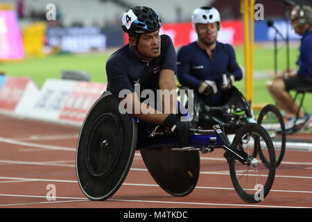 Peth RUNGSRI della Thailandia in Uomini 400m T52 finale al mondo Para Championships di Londra 2017 Foto Stock