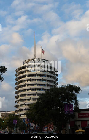 Esterno del Capitol Records building a Hollywood e Los Angeles, California. Foto Stock