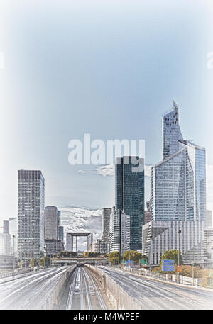 Vista del quartiere della Défense di Parigi, Francia. Foto Stock