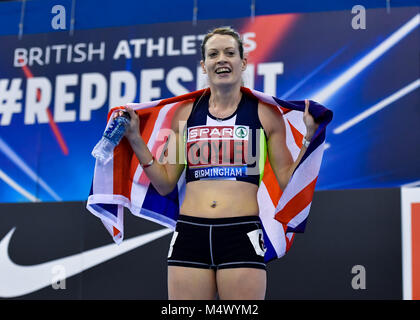 Birmingham, Regno Unito. 18 Febbraio, 2018. Eilish Doyle ha vinto le Donne 400m finale di gara durante la SPAR British Indoor Athletics Championships 2018 all'Arena Birmingham domenica, 18 febbraio 2018. BIRMINGHAM INGHILTERRA. Credito: Taka Wu/Alamy Live News Foto Stock