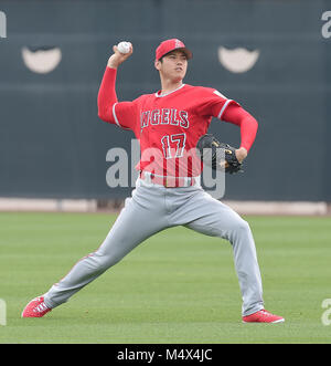 Tempe, Arizona, Stati Uniti. 15 Feb, 2018. Shohei Ohtani (Angeli) MLB : Los Angeles Angeli spring training camp di baseball a Tempe Diablo Stadium di Tempe, Arizona, Stati Uniti . Credito: AFLO/Alamy Live News Foto Stock