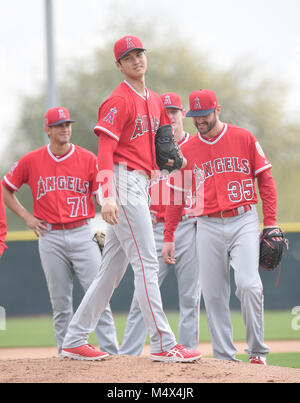 Tempe, Arizona, Stati Uniti. 15 Feb, 2018. Shohei Ohtani (Angeli) MLB : Los Angeles Angeli spring training camp di baseball a Tempe Diablo Stadium di Tempe, Arizona, Stati Uniti . Credito: AFLO/Alamy Live News Foto Stock