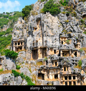 Lycian tombe di Demre (Myra), Turchia Foto Stock