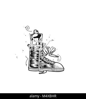 Disegnata a mano calzatura sportiva illustrazione vettoriale. Illustrazione Vettoriale