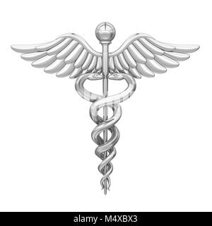 Caduceo simbolo medico isolato Foto Stock