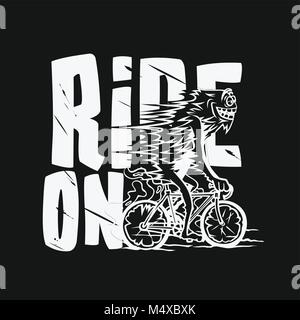 Logo minima di un uomo Bicicletta Equitazione illustrazione vettoriale. Illustrazione Vettoriale