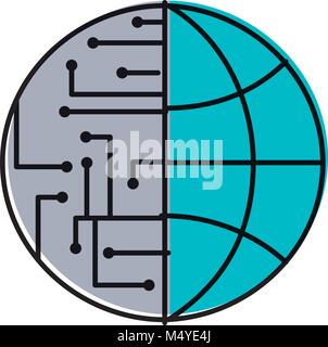 Il mondo della tecnologia di rete globo circuito di connessione Illustrazione Vettoriale