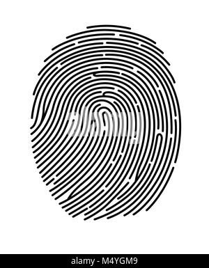 Nero a forma di impronte digitali, identificazione sicura. Illustrazione Vettoriale. Illustrazione Vettoriale