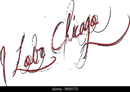 Io amo Chicago segno testo illustrationon sfondo bianco Illustrazione Vettoriale