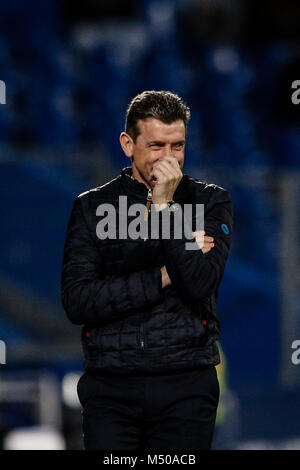 Juan Carlos Unzue allenatore del Celta de Vigo La Liga match tra Getafe CF vs Celta de Vigo al Coliseum Alfonso Pérez stadio di Madrid, Spagna, 19 febbraio 2018. Credito: Gtres Información más Comuniación on line, S.L./Alamy Live News Foto Stock