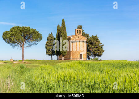 Cappella su una collina in un cornfield Foto Stock