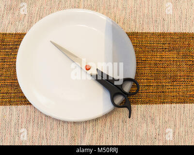 Forbici, su bianco e lastra grigia Foto Stock