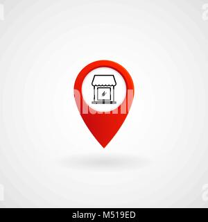 Rosso Icona posizione per memorizzare, vettore illustrazione, file EPS Illustrazione Vettoriale