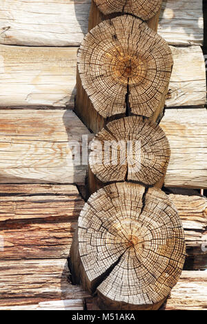 Log di una vecchia casa di paese Foto Stock