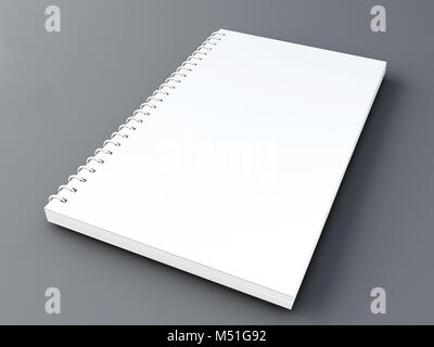 3d'illustrazione. Notebook con mockup bianco pulito vuoto. mock up del concetto. Foto Stock