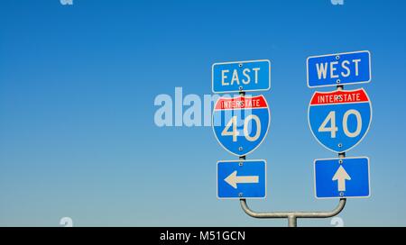 Route 66 cartelli stradali in Texas, USA. Foto Stock