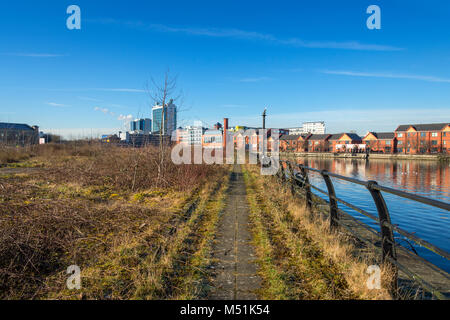 Lo scambio Quay ufficio blocchi dall'ex Pomona Docks sul Manchester Ship Canal, Salford, Manchester, Inghilterra, Regno Unito Foto Stock