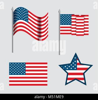 Usa set di emblemi simbolo patriottico Illustrazione Vettoriale